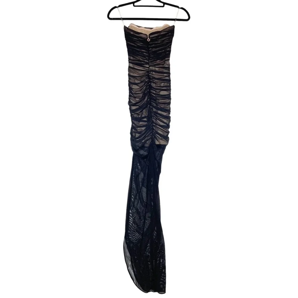 Nookie NWT Black Nude Mesh Strapless Eden Gown - XS - Picture 3 of 12